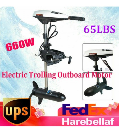 65LBS Electric Trolling Motor 660W Outboard Motor Engine Inflatable Boat 40cm US