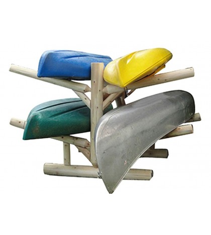 4-place, Free Standing, Cedar Log Kayak and Canoe Rack, Unfinished By Hitch