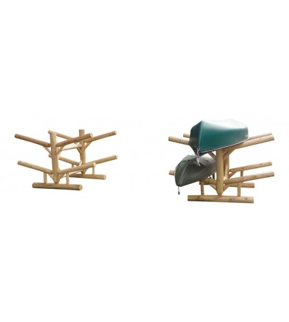 4-place, Free Standing, Cedar Log Kayak and Canoe Rack, Unfinished By Hitch