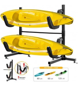 Heavy Duty Free Standing Kayak Rack Dual Storage Height Adjustable SUP Canoes Heavy Duty Free Standing Kayak Rack Dual Storage Height Adjustable SUP Canoes