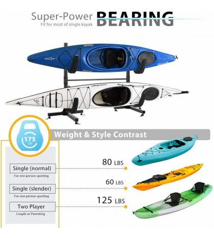 Heavy Duty Free Standing Kayak Rack Dual Storage Height Adjustable SUP Canoes