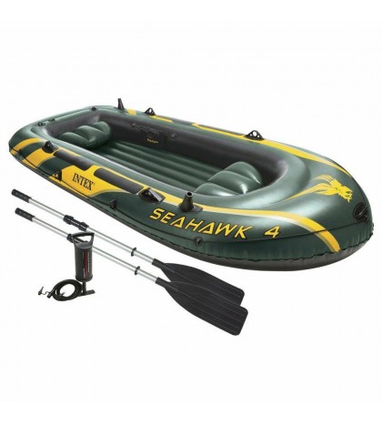 Intex Seahawk 4 Inflatable 4 Person Boat Raft Set with Oars & Air Pump (3 Pack)