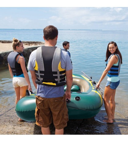 Intex Seahawk 4 Inflatable 4 Person Boat Raft Set with Oars & Air Pump (3 Pack)