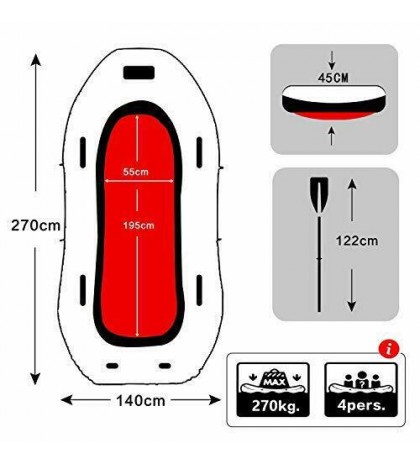 Yocalo Inflatable Boat Series Fishing Boat Kayak with Aluminum Oars, 3-4 Person