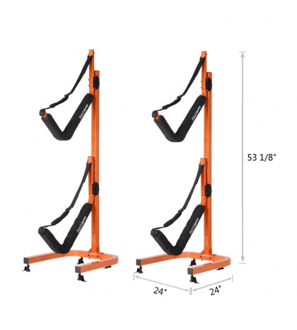 Double Kayak Storage Rack- Self Standing Dual Canoe Kayak Cradle Set