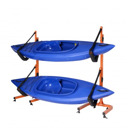 Double Kayak Storage Rack- Self Standing Dual Canoe Kayak Cradle Set