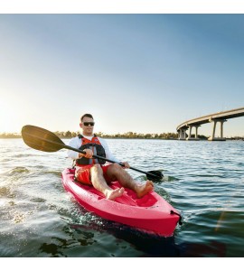 8 ft Sit-on-top Kayak & Paddle Tankwell Storage Secure Bungies Stable HDPE Hull