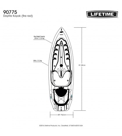 8 ft Sit-on-top Kayak & Paddle Tankwell Storage Secure Bungies Stable HDPE Hull