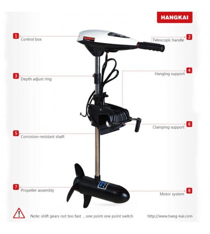 HANGKAI 12V 65 lbs Electric Trolling Motor 660W Outboard Motor Brush Motor