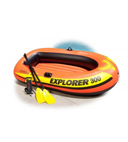 Intex Explorer 300 Compact Inflatable Three Person Raft Boat (Open Box) (4 Pack)