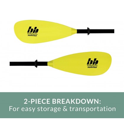 Bending Branches Sunrise Glass 2-Piece Snap-Button Kayak Paddle for Recreational