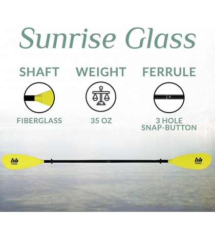 Bending Branches Sunrise Glass 2-Piece Snap-Button Kayak Paddle for Recreational
