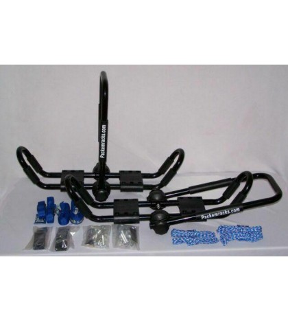 2 Sets Satin Black Roof Mounted Folding Kayak J-Style Racks PK-KR FOLD BLACK2