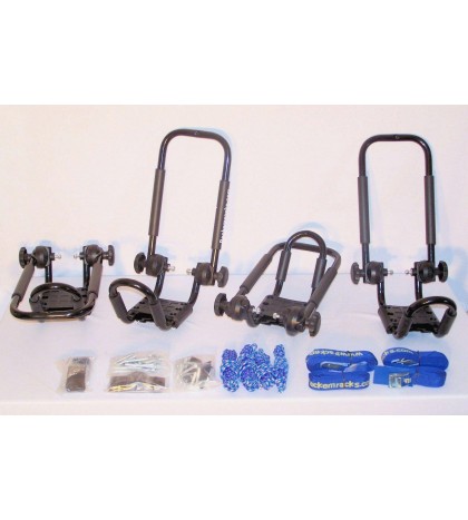 2 Sets Satin Black Roof Mounted Folding Kayak J-Style Racks PK-KR FOLD BLACK2