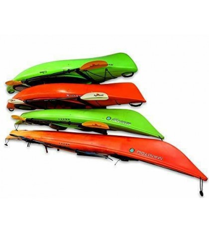 4 Kayak Storage Rack, Wall Mounted Indoor Garage Organizer, Holds up to 400