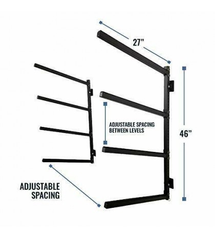 4 Kayak Storage Rack, Wall Mounted Indoor Garage Organizer, Holds up to 400