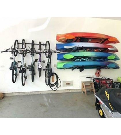 4 Kayak Storage Rack, Wall Mounted Indoor Garage Organizer, Holds up to 400
