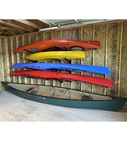 4 Kayak Storage Rack, Wall Mounted Indoor Garage Organizer, Holds up to 400