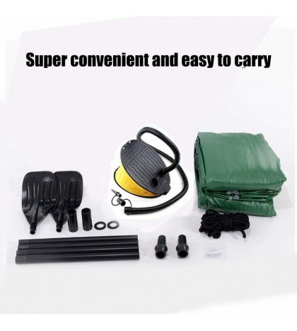 4Persons Inflatable Fishing Boat Aluminum Oars and Air Pump Water Camouflage