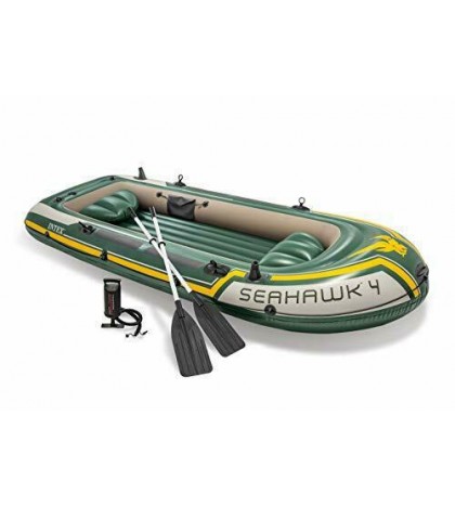 Intex Seahawk 4, 4-Person Inflatable Boat Set with Aluminum Oars and High Output