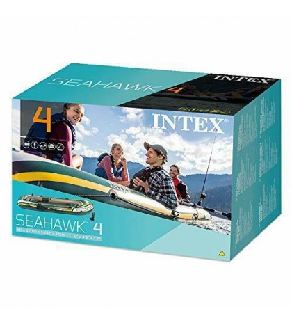 Intex Seahawk 4, 4-Person Inflatable Boat Set with Aluminum Oars and High Output