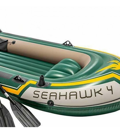 Intex Seahawk 4, 4-Person Inflatable Boat Set with Aluminum Oars and High Output