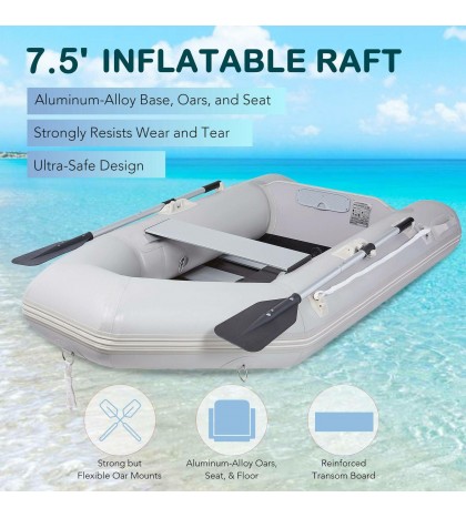 Inflatable Boat 7.5' Portable Raft for Adults Relaxing on Rivers Lakes More