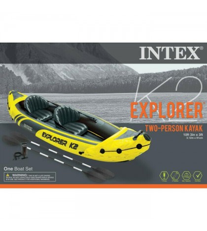 Intex Explorer K2 Inflatable Kayak with Oars and Hand Pump NEW