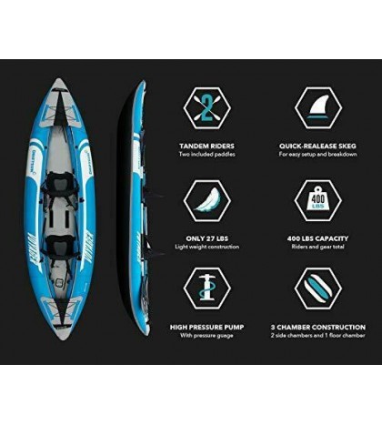 Driftsun Voyager 2 Person Tandem Inflatable Kayak, Includes 2 Aluminum Paddles,