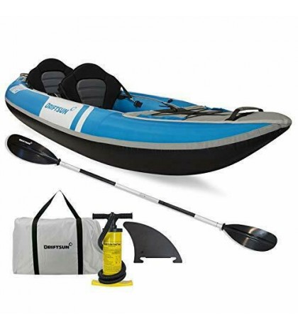 Driftsun Voyager 2 Person Tandem Inflatable Kayak, Includes 2 Aluminum Paddles,
