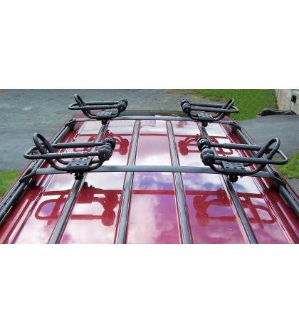 2 Sets Fire Engine Red Roof Mounted Folding Kayak J-Style Racks PK-KR FOLD RED-2