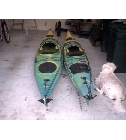 2 -14.5’ Wilderness Systems Kayaks, Cape Lookout & Cape Horn. Only garage hung