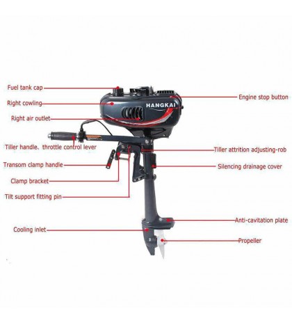 3.5HP/6HP 2-Stroke Outboard Motor Boat Engine Fishing Boat Trolling Motor