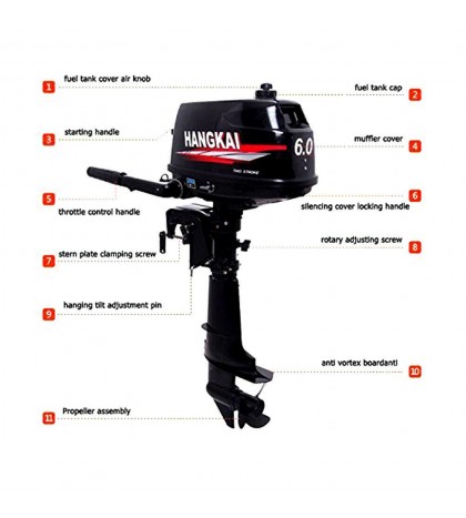 3.5HP/6HP 2-Stroke Outboard Motor Boat Engine Fishing Boat Trolling Motor