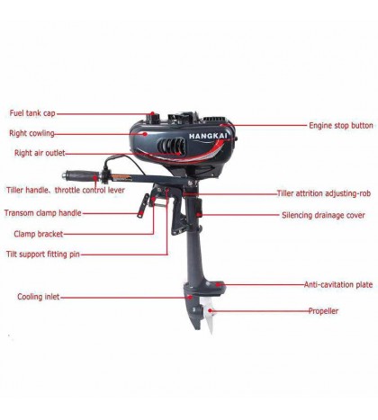 3.5HP/6HP 2-Stroke Outboard Motor Boat Engine Fishing Boat Trolling Motor