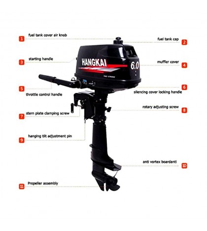 3.5HP/6HP 2-Stroke Outboard Motor Boat Engine Fishing Boat Trolling Motor