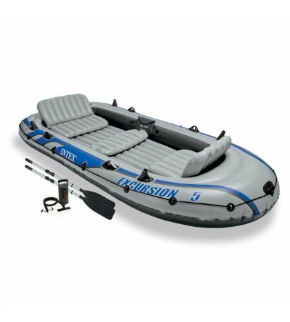 5 Person Inflatable Rafting/Fishing Boat Set 2 Oars Motor Mount USCG Certified