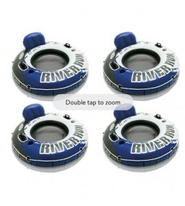 Intex River Run Inflatable Floating Tube Water Raft for Lake River Pool (4 Pack)