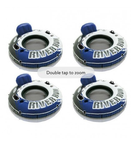 Intex River Run Inflatable Floating Tube Water Raft for Lake River Pool (4 Pack)