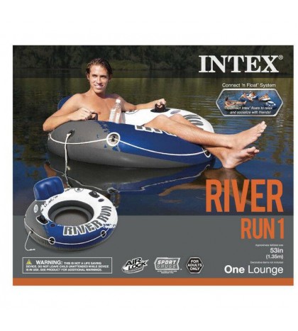 Intex River Run Inflatable Floating Tube Water Raft for Lake River Pool (4 Pack)