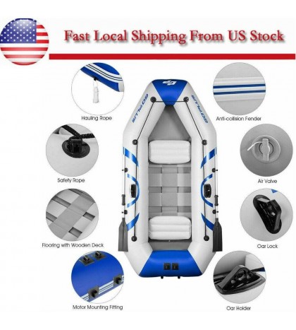 Fishing Kayak Boat Inflatable Kayak 2 3 Person Set Oars Air Pump High Pressure