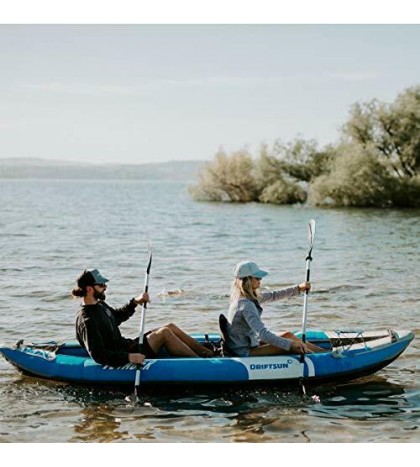 Driftsun Voyager 2 Person Tandem Inflatable Kayak, Includes 2 Aluminum