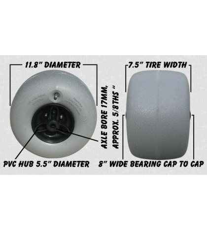 Kayak Cart Super Duty Balloon Beach Wheels 12 inch  28 to 40 inch Axle kit