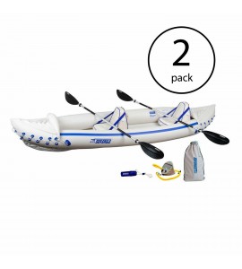Sea Eagle 370 Pro 3 Person Inflatable Kayak Fishing Boat Canoe Paddles (2 Pack)