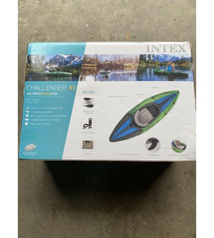 Intex Challenger K1 Inflatable Kayak Set with Oars and Air Pump
