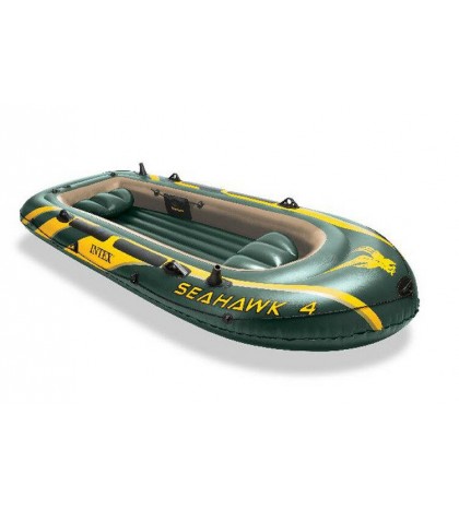 Intex Seahawk 4 Inflatable 4 Person Boat Raft Set with Oars & Air Pump (2 Pack)