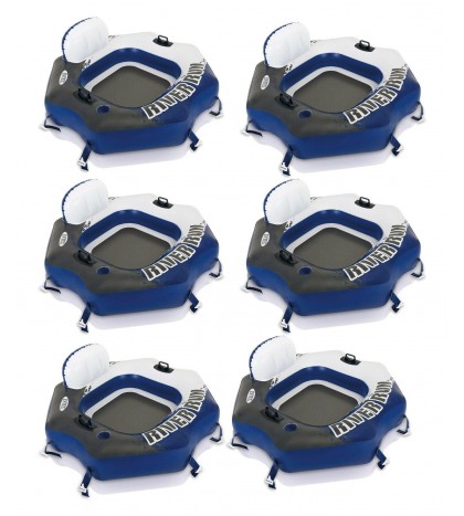 Intex River Run Connect Lounge Inflatable Floating Water Tube 58854EP (6 Pack)