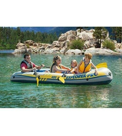 Intex 58360WL Inflatable Explorer Pro 400 Four-Person Boat with Oars and Pump