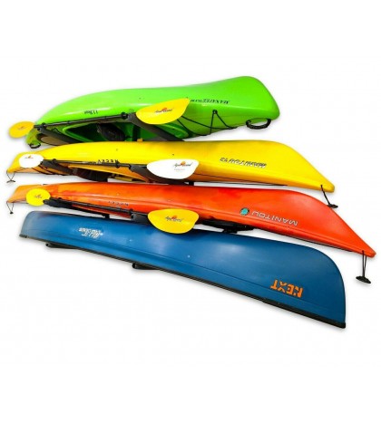 StoreYourBoard Outdoor 4 Kayak Storage Rack, Wall Mount Organizer, Holds 400 lbs