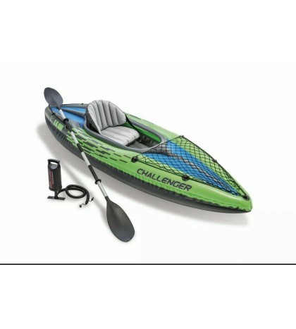 Intex Challenger K1 Inflatable Kayak Set w/ Aluminum Oars and Air Pump SHIP ASAP